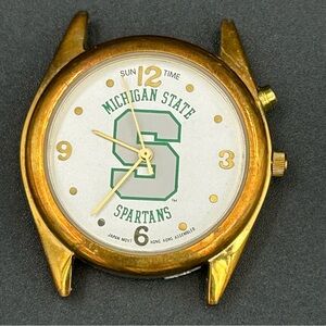 Michigan State Spartans Sun Time Watch Gold Tone Collegiate Musical Series Tin